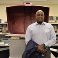 George Chambers in front of the Cray T94 Supercomputer